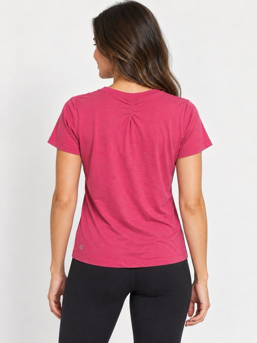 Athleta Women’s XS Pink Short Sleeve Tee Gathered Back Modal Blend